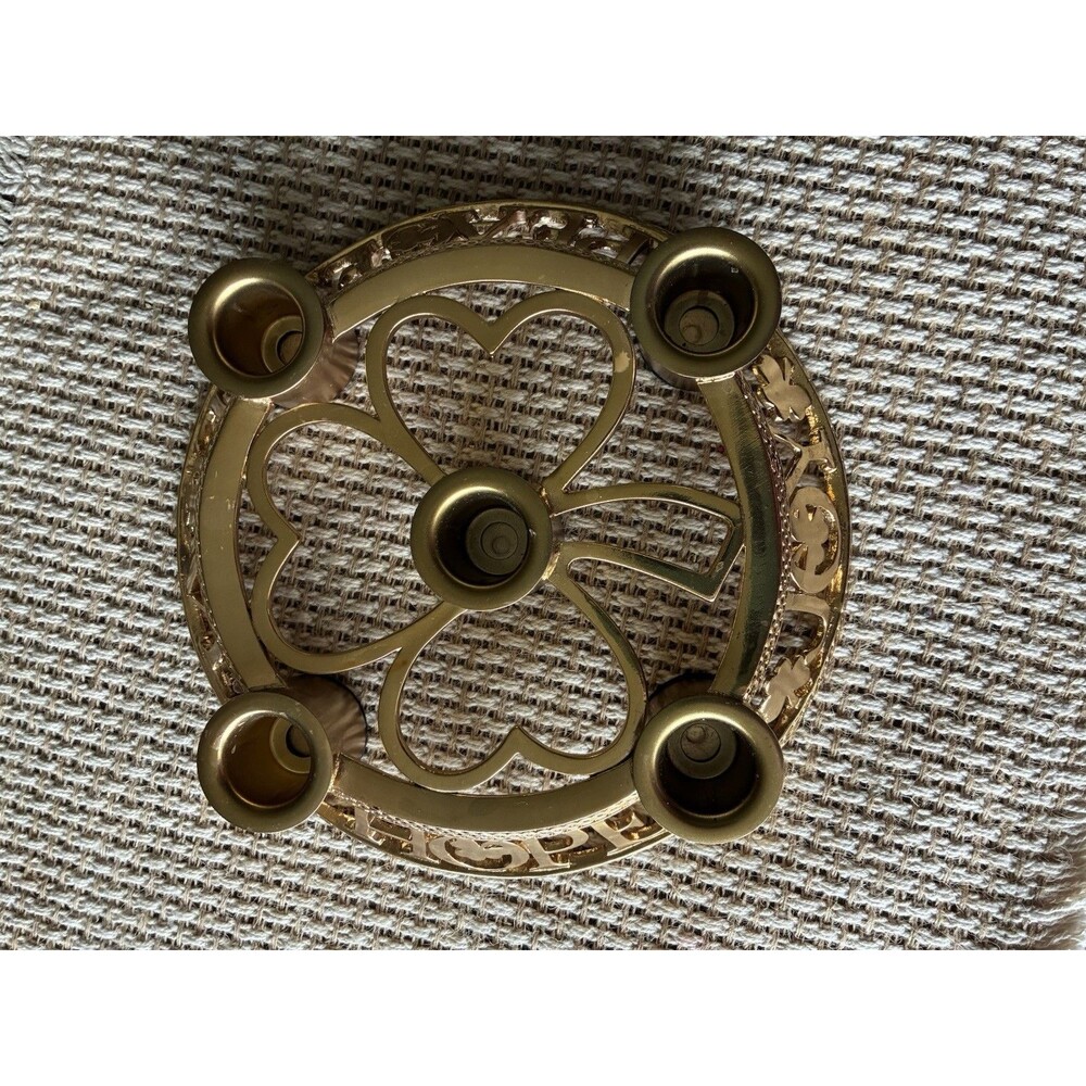Abbey Press Irish Advent Candle Holder St. Patrick's Day 2004 Gold Brass VTG